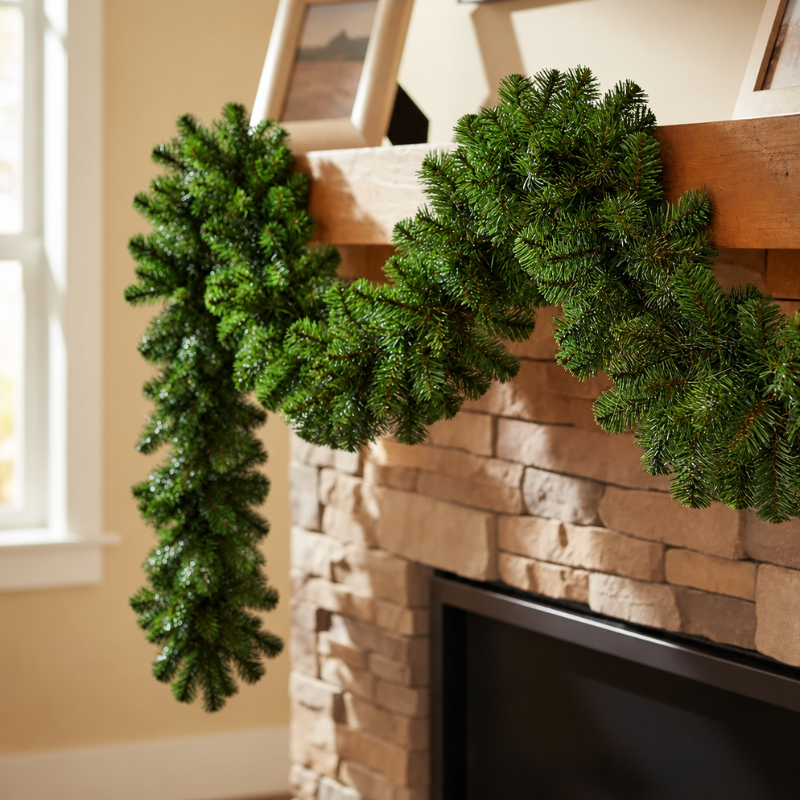 Guirlande de Noël décorative verte de 2.7m