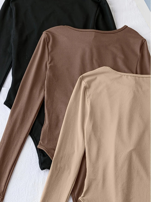 Lot de 3 bodys décontractés à manches longues pour femme