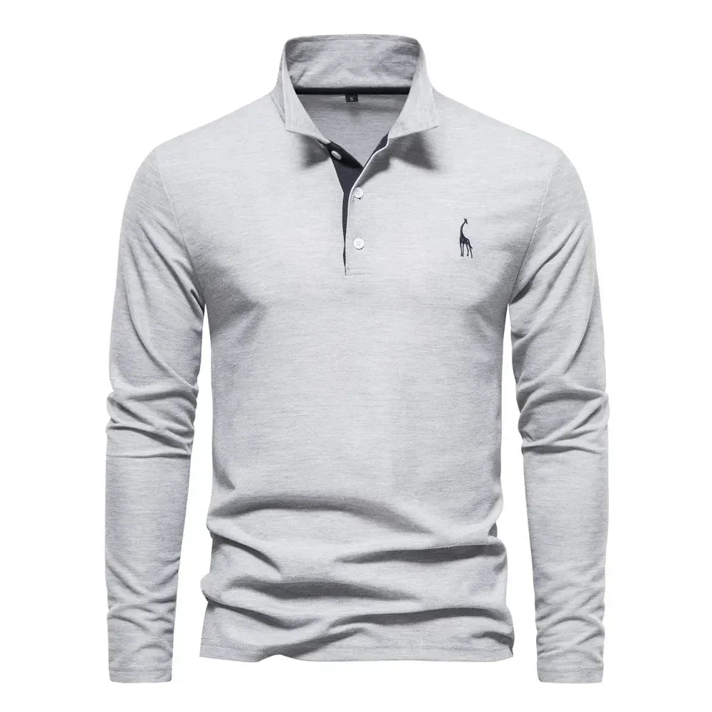 Davy | Men's Embroidered Long Sleeve Polo