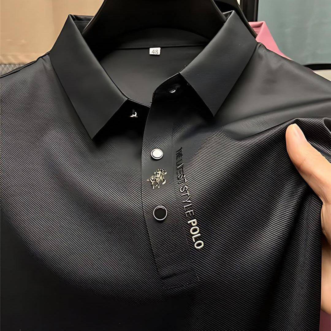 Davy | Men's Short Sleeve Polo Shirt with Subtle Embroidery