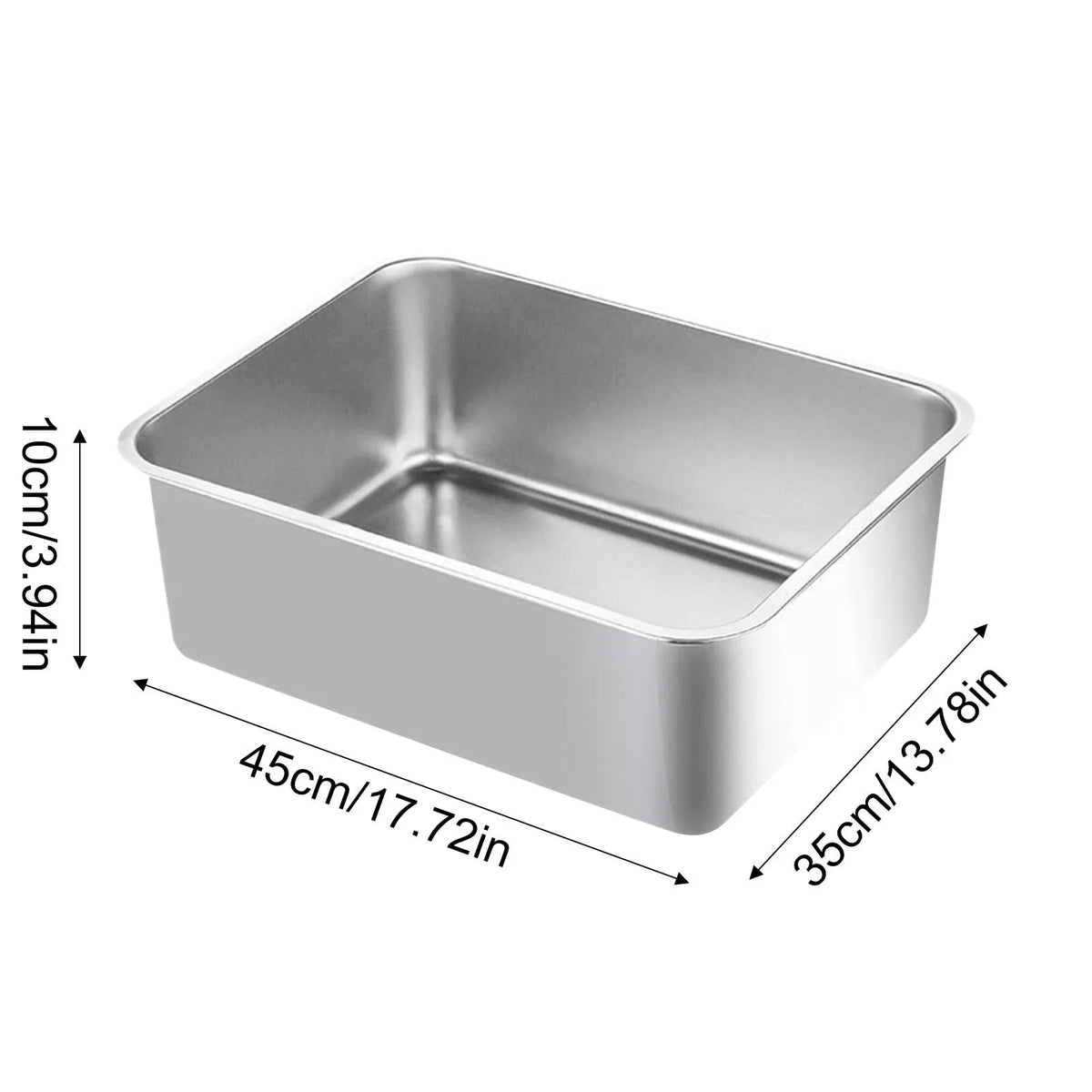 Deep-Sided Stainless Steel Cat Litter Box