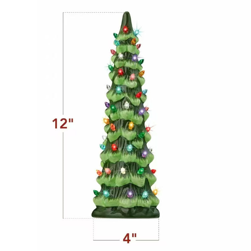 Sapin de Noël en céramique fabriqué à la main avec lumières LED
