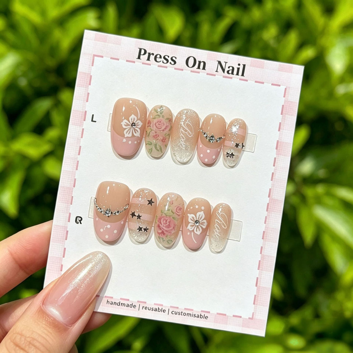 Handmade Floral Press-On Nail Set