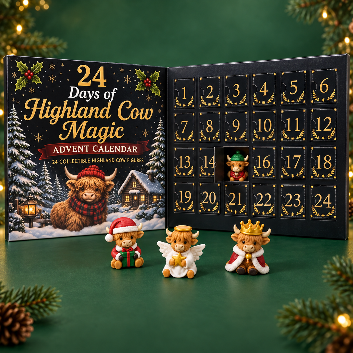 Calendrier de l'Avent compte à rebours de Noël vache des Highlands