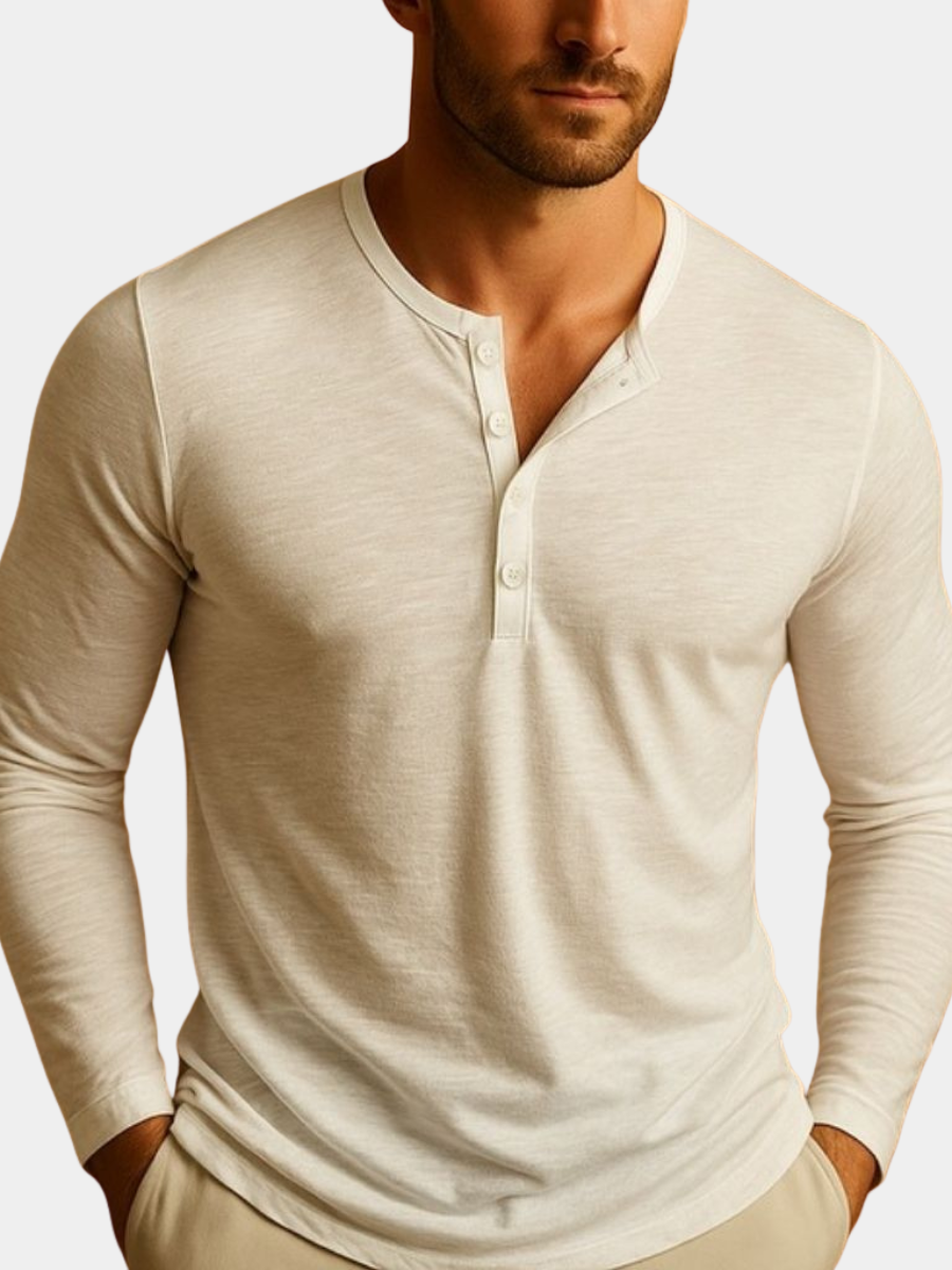 Chemise Henley à manches longues pour homme