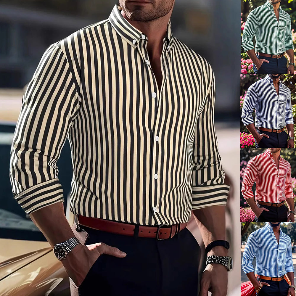 Chemise rayée à manches longues pour homme