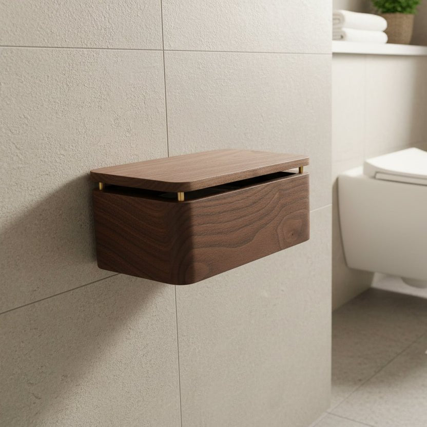 Minimalist Wood Toilet Paper Holder — Slim Profile, Natural Finish