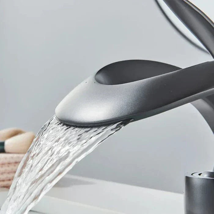Modern Brass Waterfall Bathroom Sink Faucet