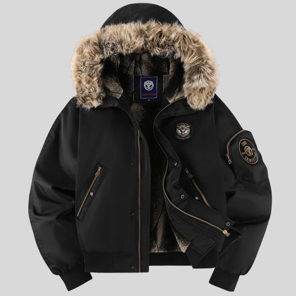 Padded Faux Fur Hooded Bomber Jacket
