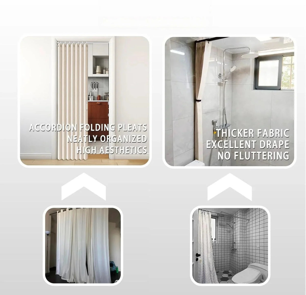 Room Divider Drapes - Pleated Folding Curtain for Doorways