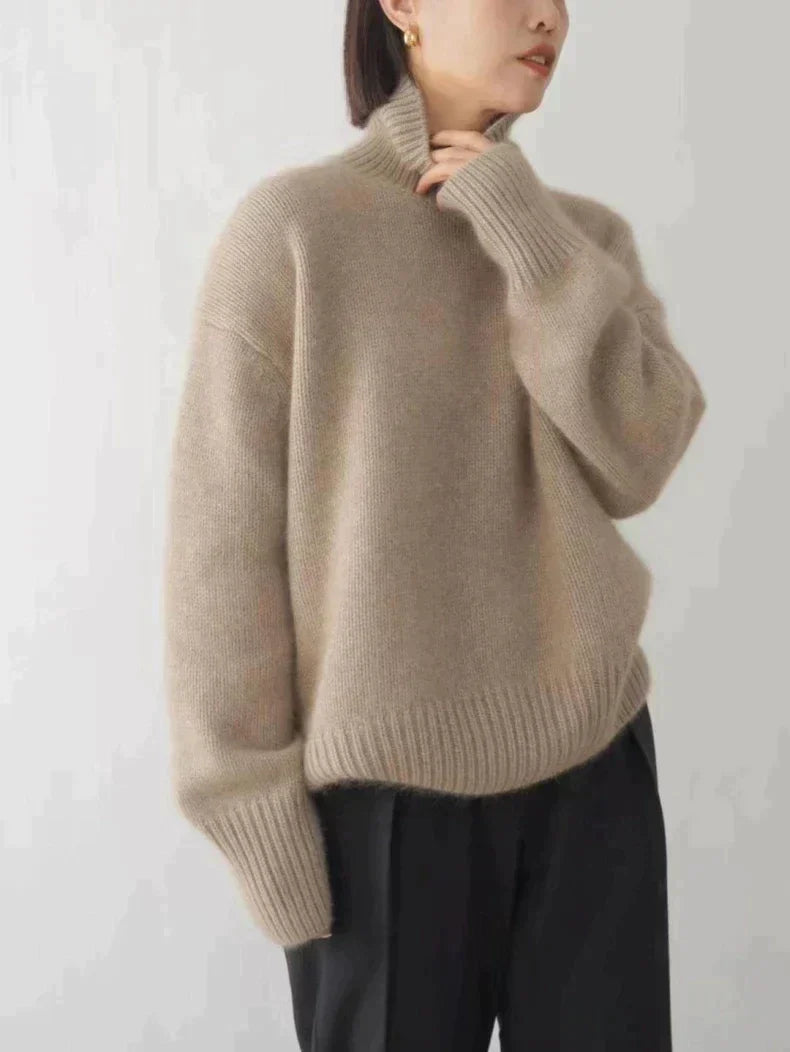 Soft Knit Turtleneck Sweater - Natural Texture