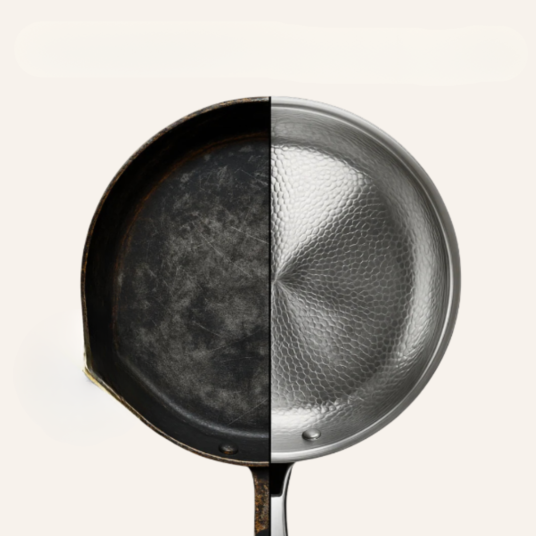 Poêle à frire en acier inoxydable avec intérieur martelé et base à induction