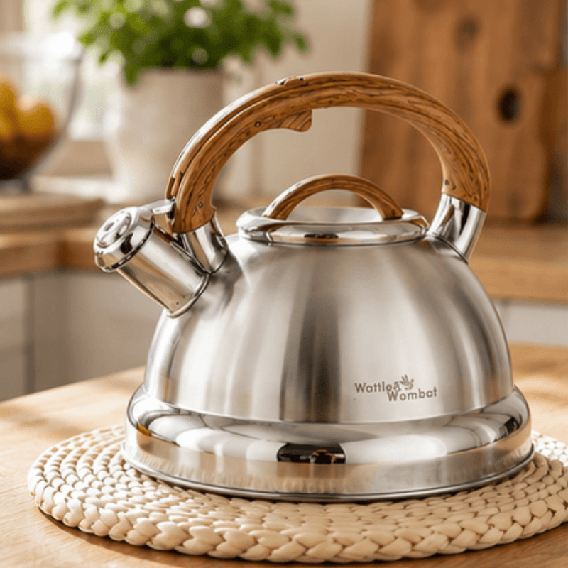 Bouilloire sifflante en acier inoxydable — conception durable et versement fluide