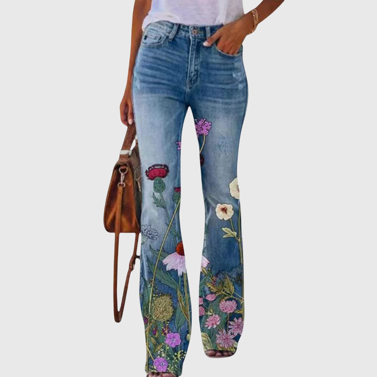 Trousers with Floral and Butterfly Prints