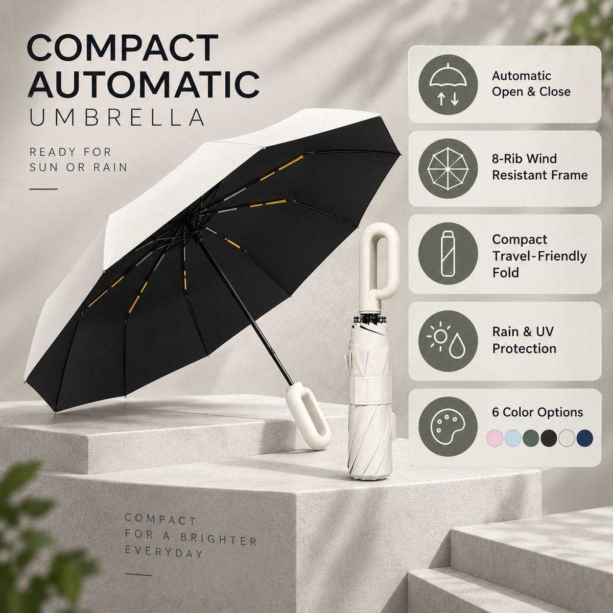Parapluie de voyage automatique résistant au vent