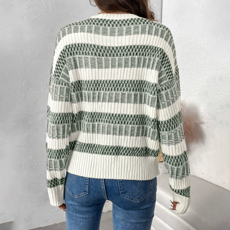 Pull à coupe décontractée pour femme, col rond, automne/hiver
