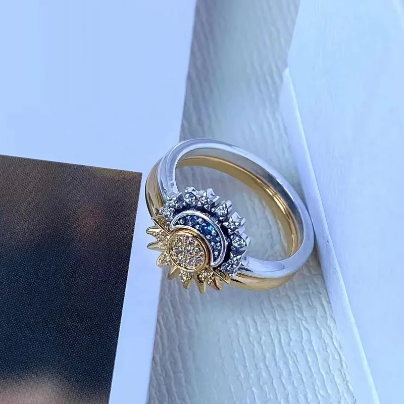 Women's Celestial Silver Ring with Crystal Sparkle