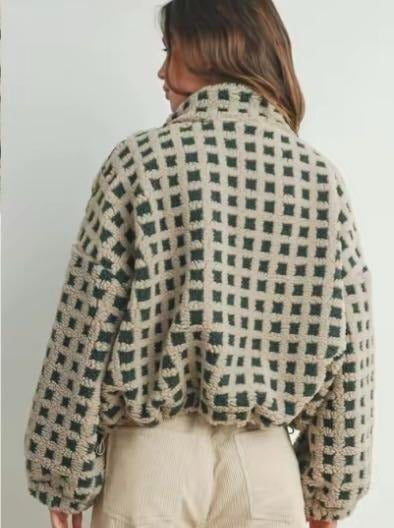 Women's Checked Sherpa Fleece Jacket