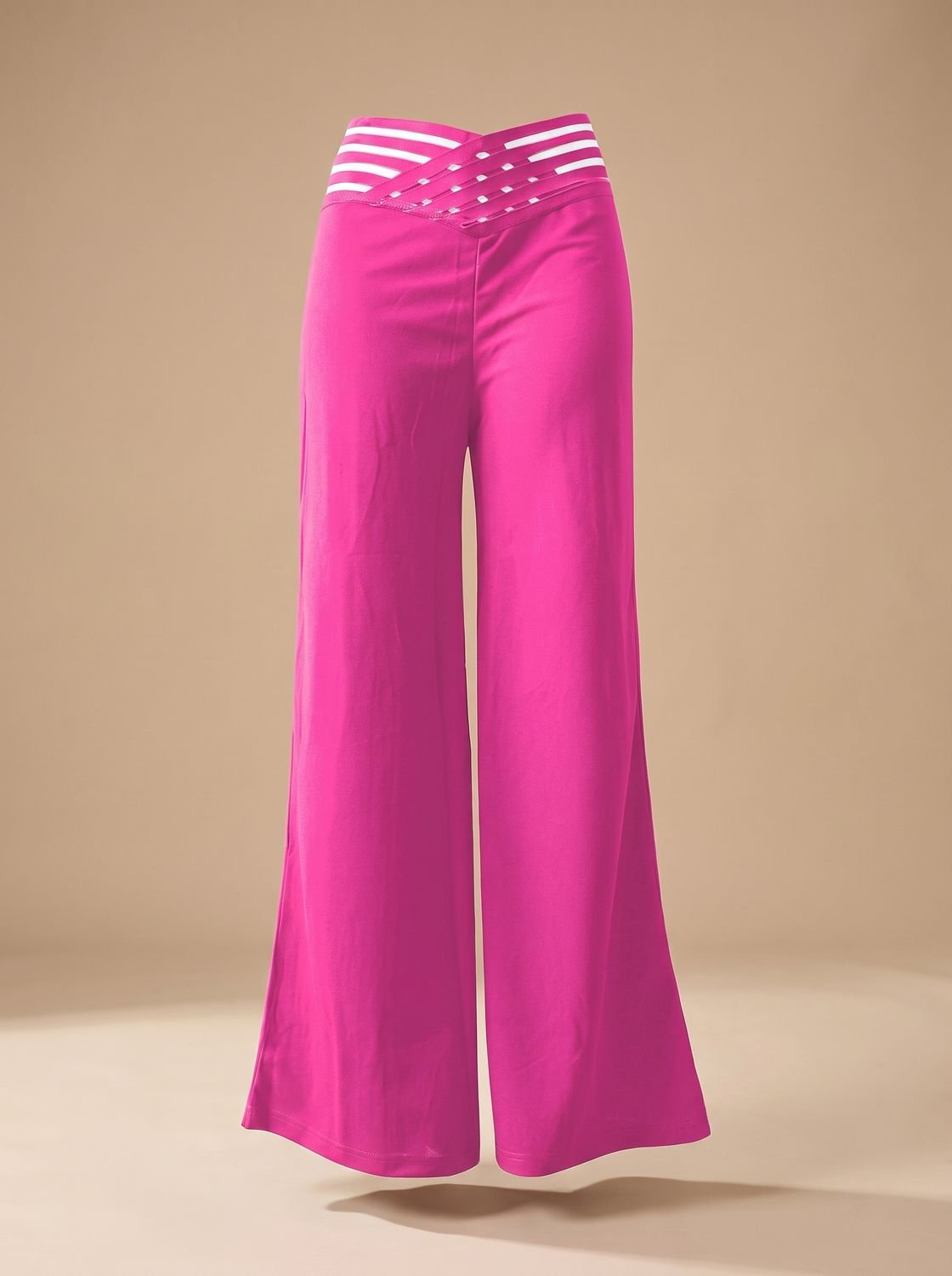 Women's High-Waisted Crossover Waistband Wide-Leg Pants