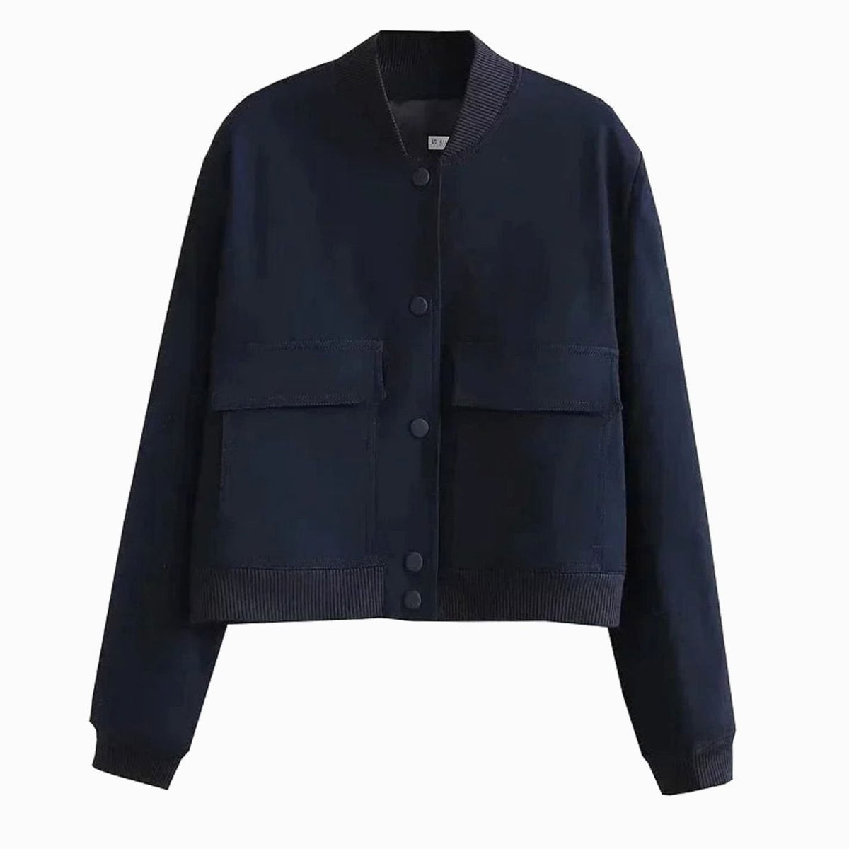 Blouson bomber léger pour femme en similicuir, avec fermeture à boutons-pression sur le devant et poches