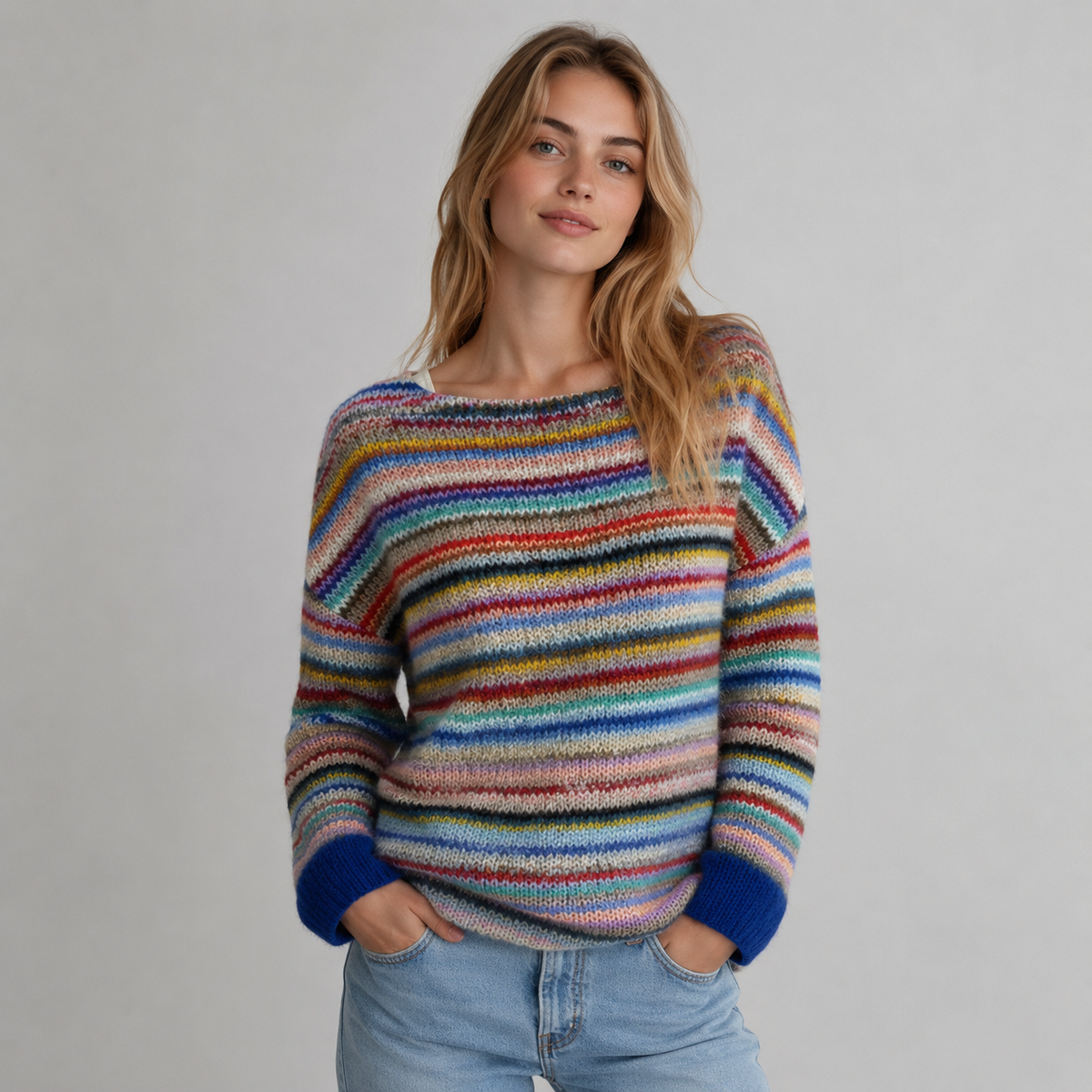 Women's Loose Fit Crew Neck Knit Sweater