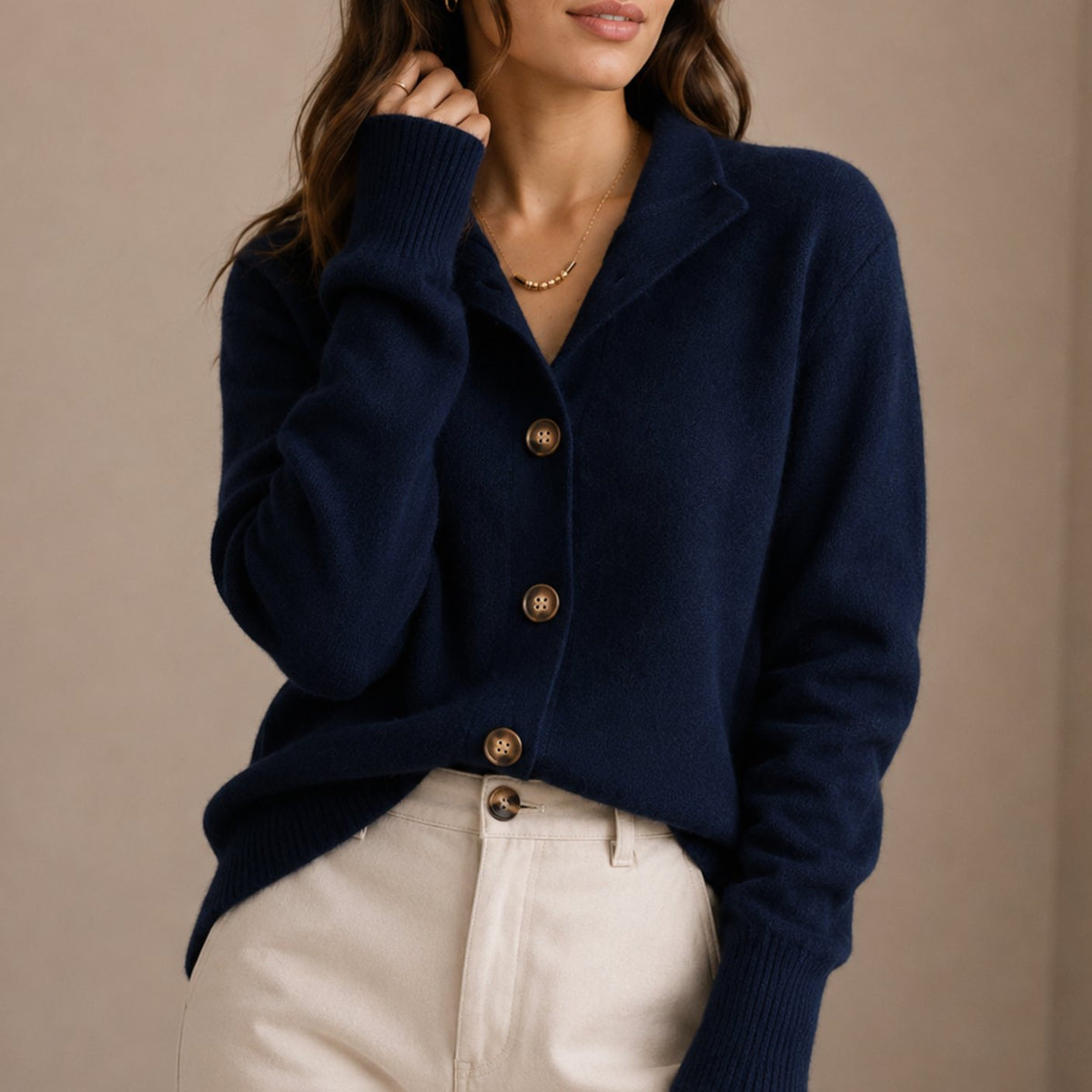 Women's Relaxed-Fit Collared Button-Up Knit Cardigan Sweater