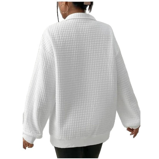Women's Relaxed Fit Quilted Half-Zip Sweatshirt