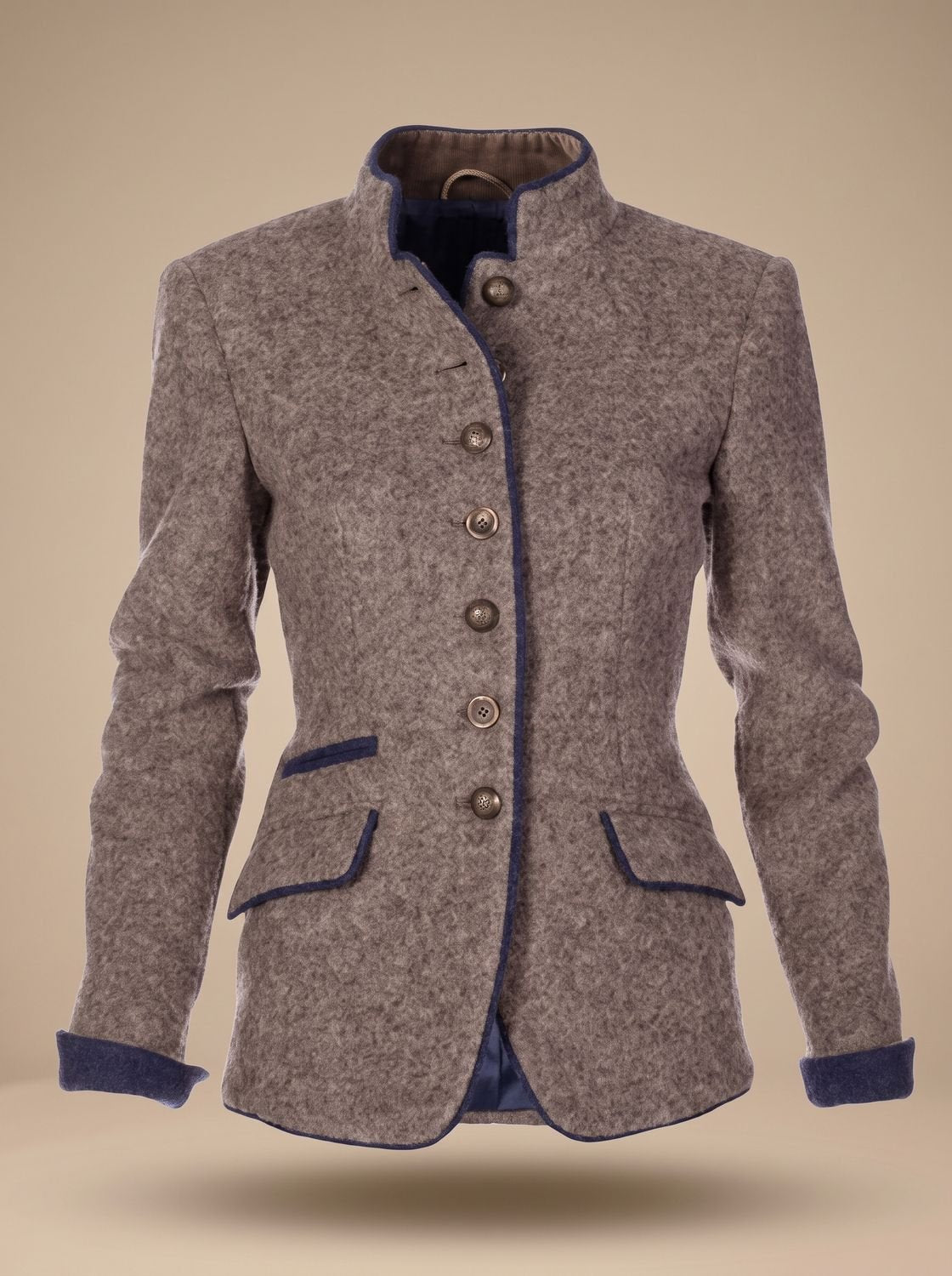 Women's Stand-Collar Button-Front Wool-Look Blazer Jacket