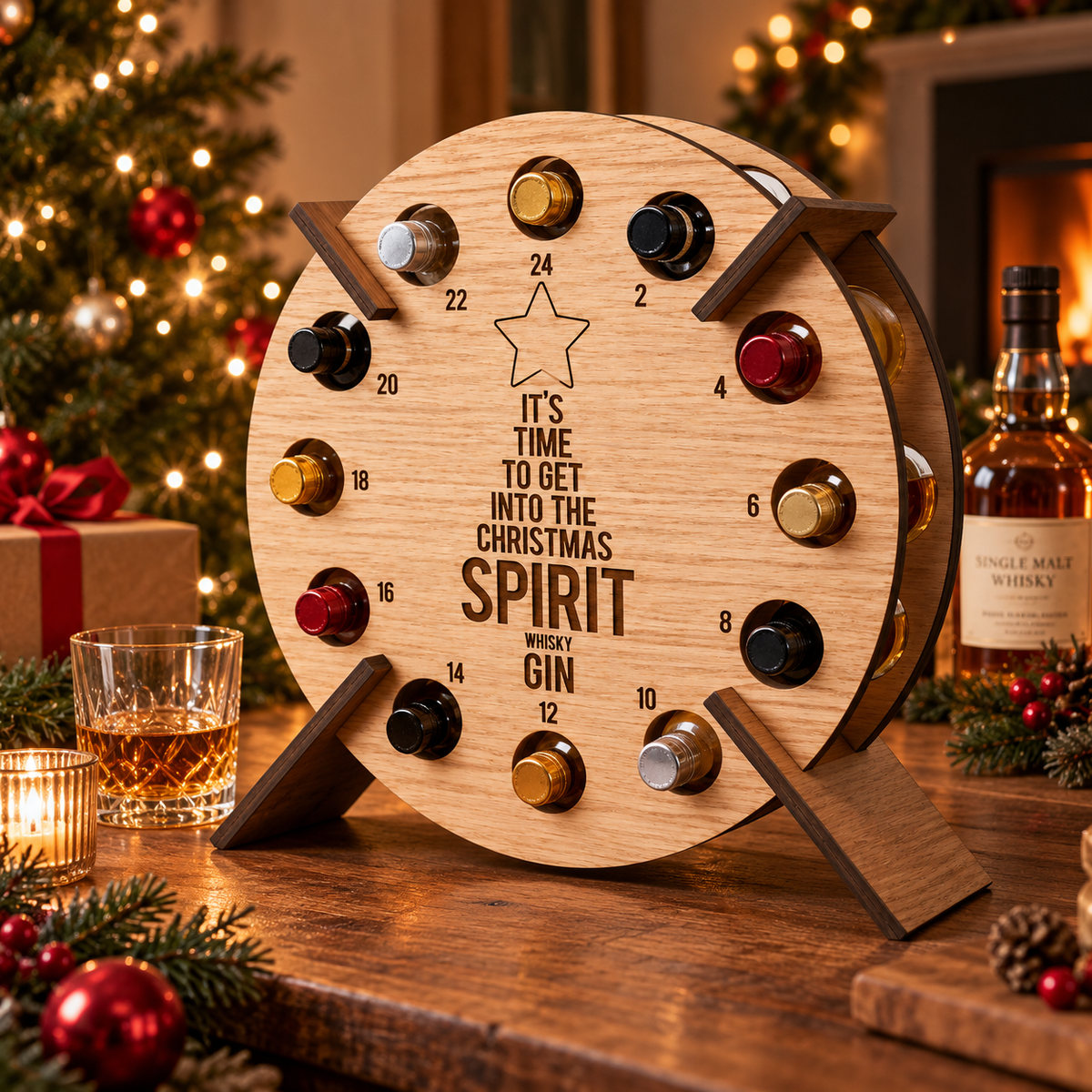 Wooden Advent Calendar with 24 Slots for Christmas Countdown - Reusable Christmas Decoration