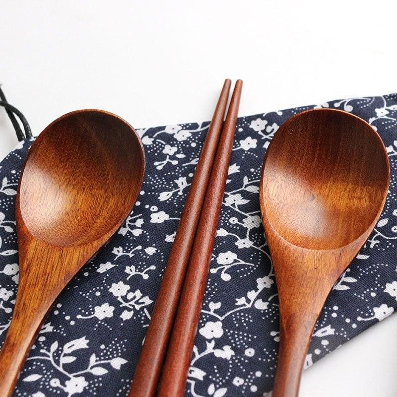 Wooden Chopstick and Spoon Set