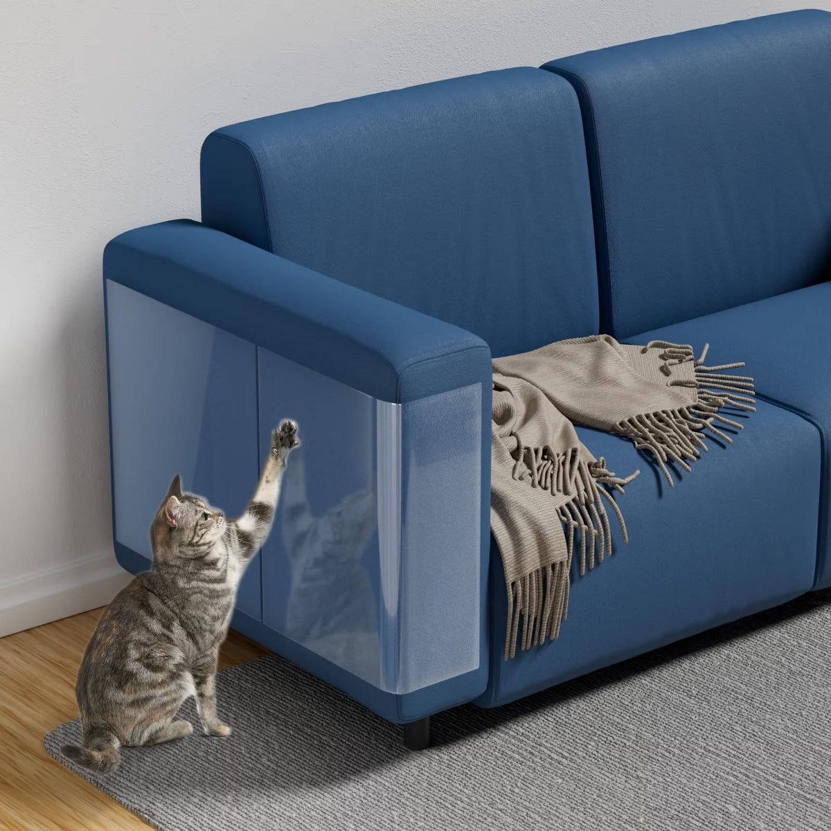Lot de 10 protège-meubles transparents anti-griffures pour chats, pour canapés et portes, avec chevilles à visser
