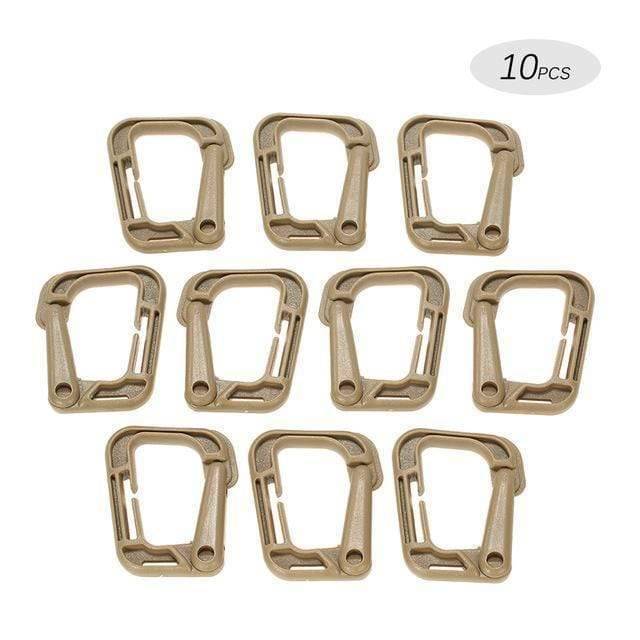 10-Pack D-Ring Locking Clips for MOLLE Webbing