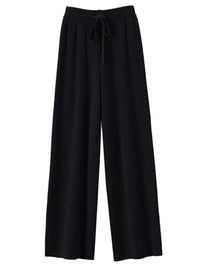 Pantalon tricoté taille haute et jambes larges en cachemire 100 % - Doux et chaud