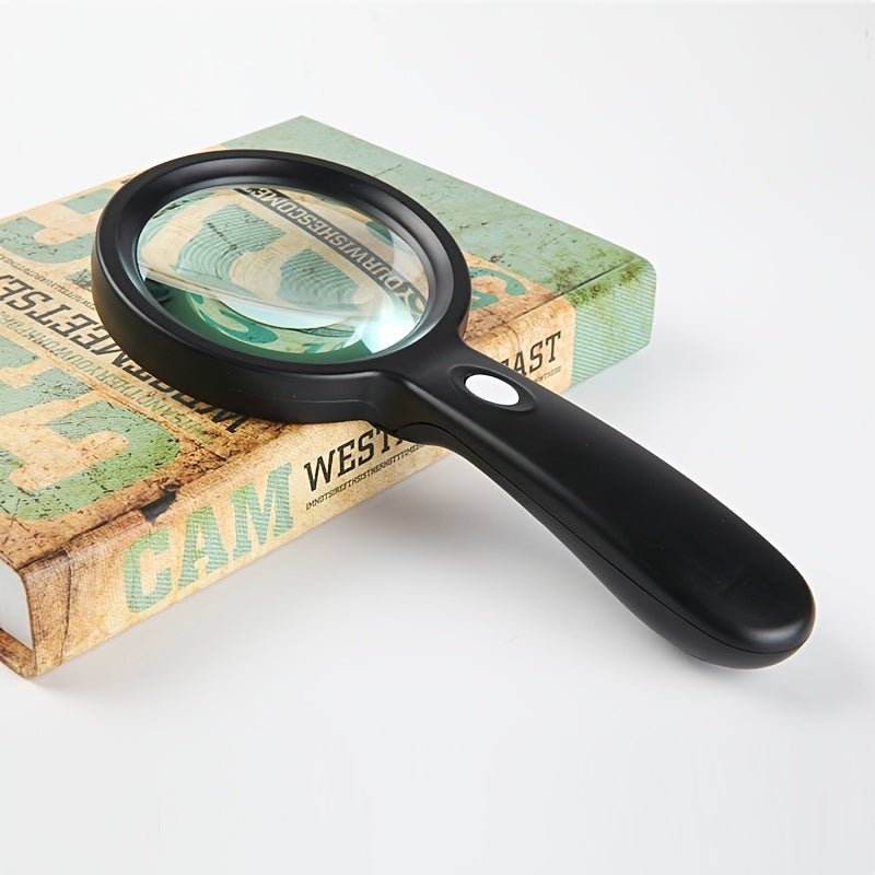 10x Handheld LED Magnifying Glass with Ergonomic Handle and Built-In Light