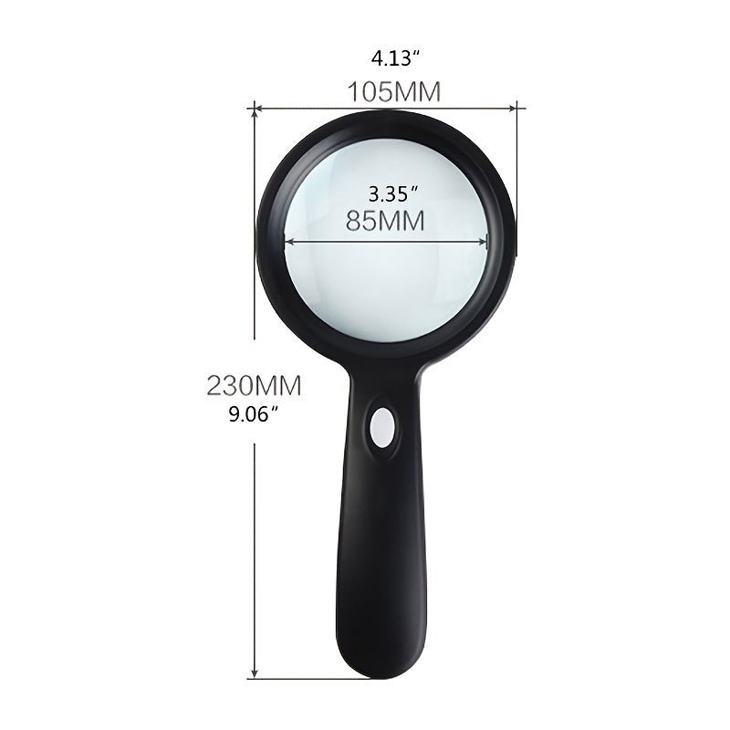10x Handheld LED Magnifying Glass with Ergonomic Handle and Built-In Light