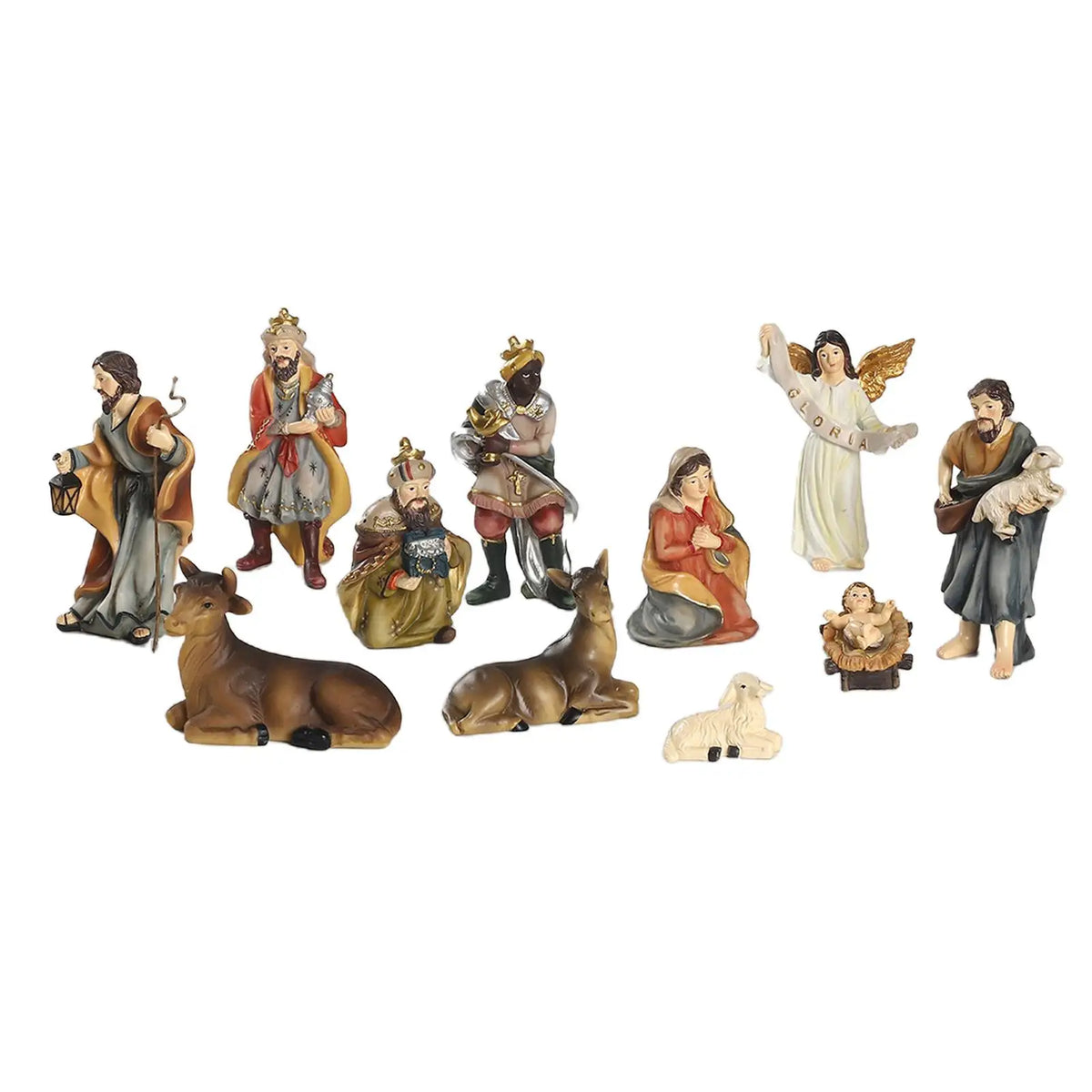 11-Piece Resin Nativity Set - Indoor and Outdoor Christmas Manger Scene Figures