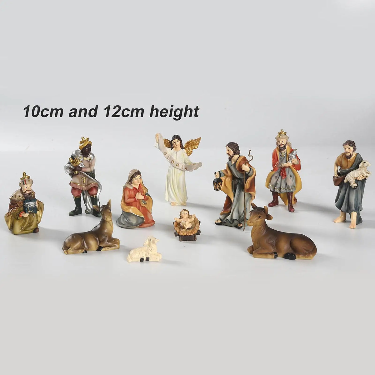 11-Piece Resin Nativity Set - Indoor and Outdoor Christmas Manger Scene Figures