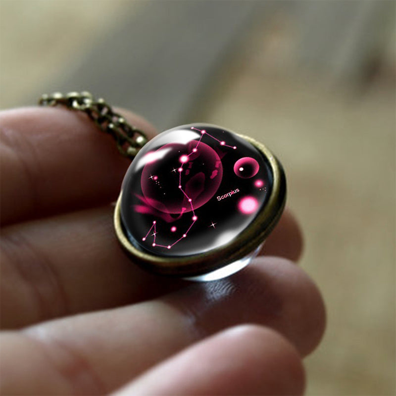 12 Zodiac Signs Protection Glass Pendant