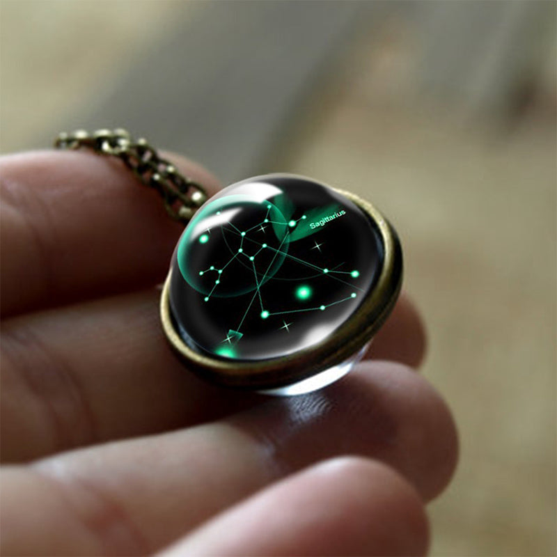 12 Zodiac Signs Protection Glass Pendant