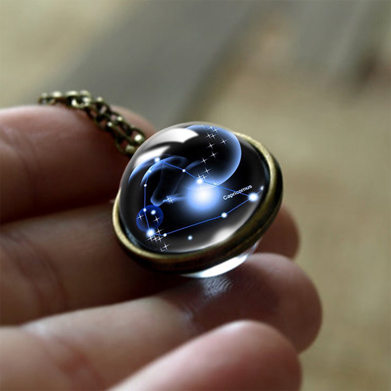 12 Zodiac Signs Protection Glass Pendant
