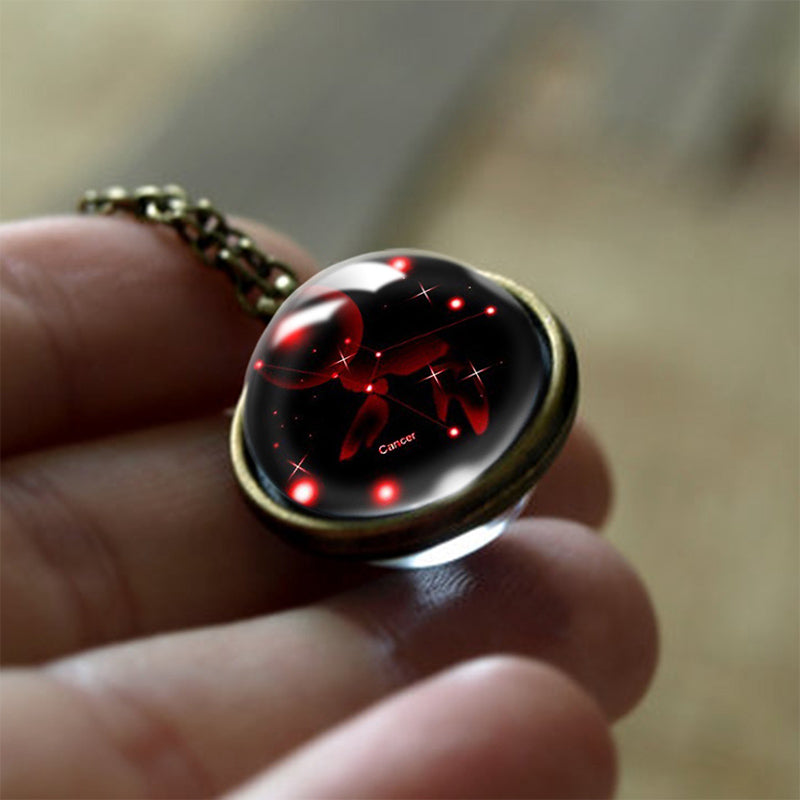 12 Zodiac Signs Protection Glass Pendant