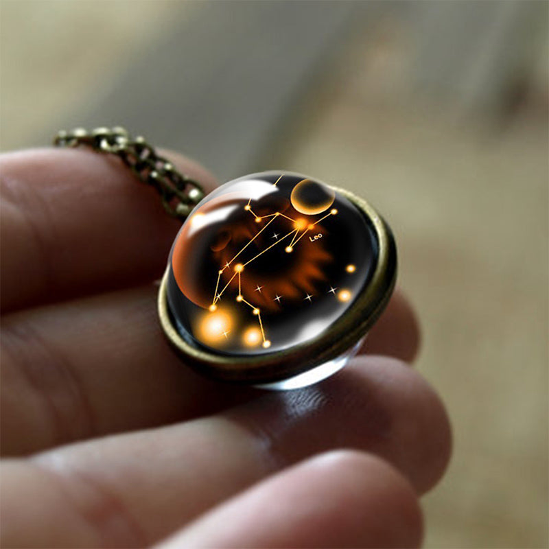 12 Zodiac Signs Protection Glass Pendant