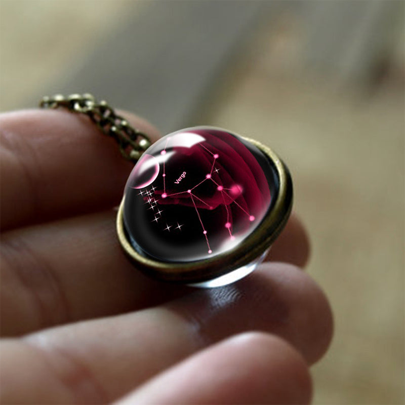 12 Zodiac Signs Protection Glass Pendant