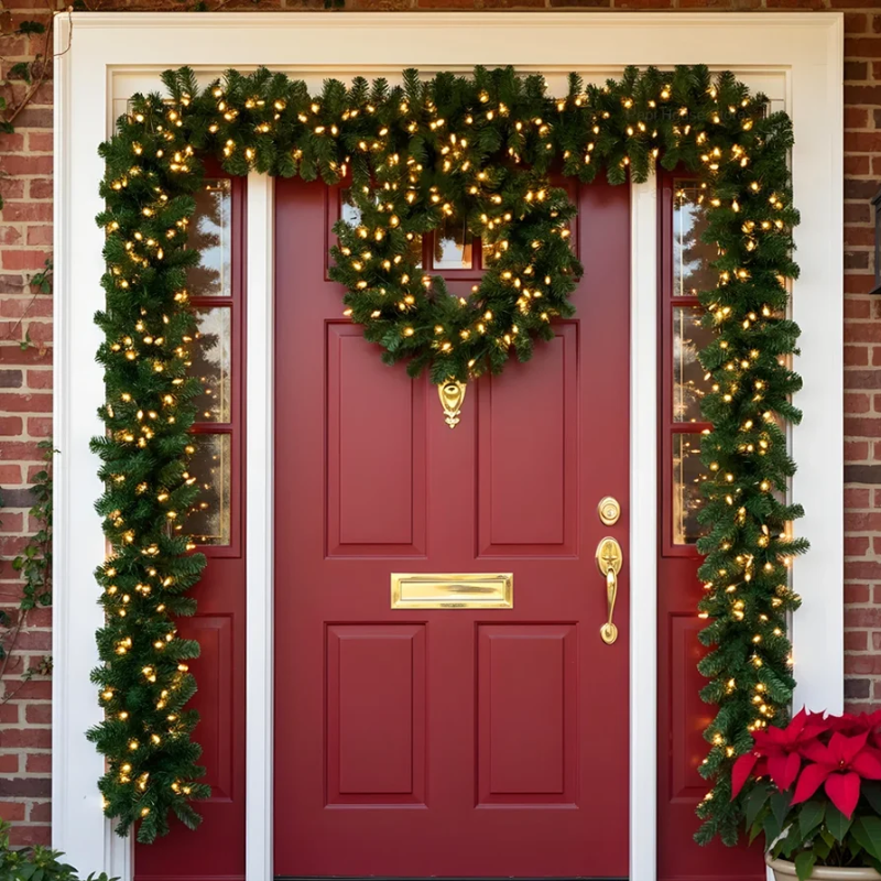 Guirlande de Noël décorative verte de 2.7m