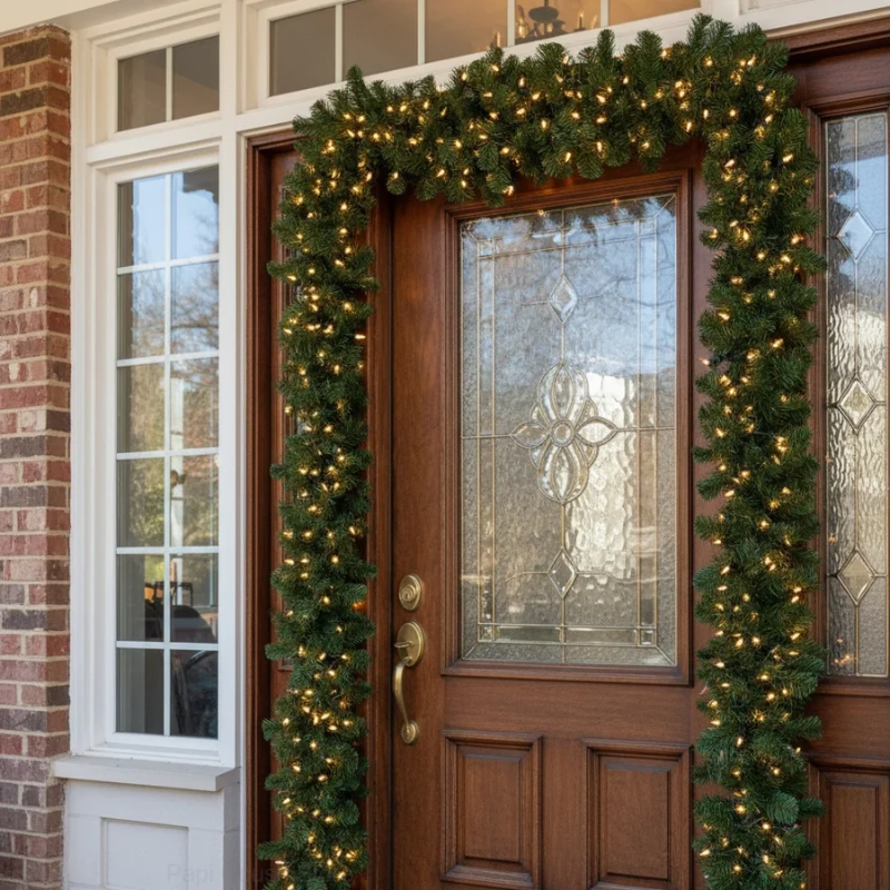 Guirlande de Noël décorative verte de 2.7m