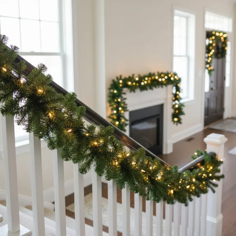 Guirlande de Noël décorative verte de 2.7m