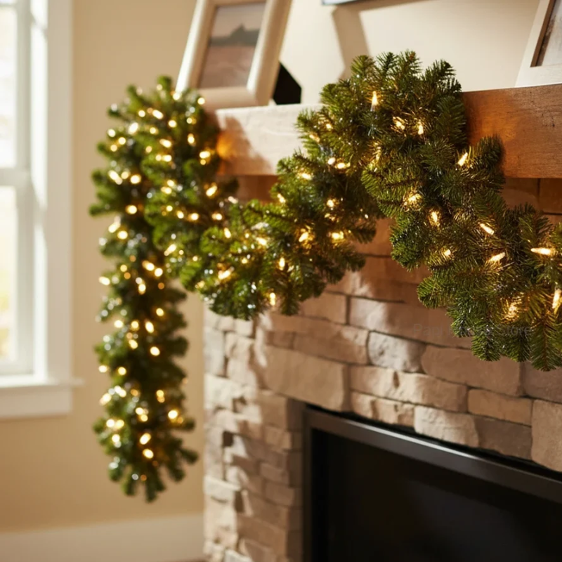 Guirlande de Noël décorative verte de 2.7m