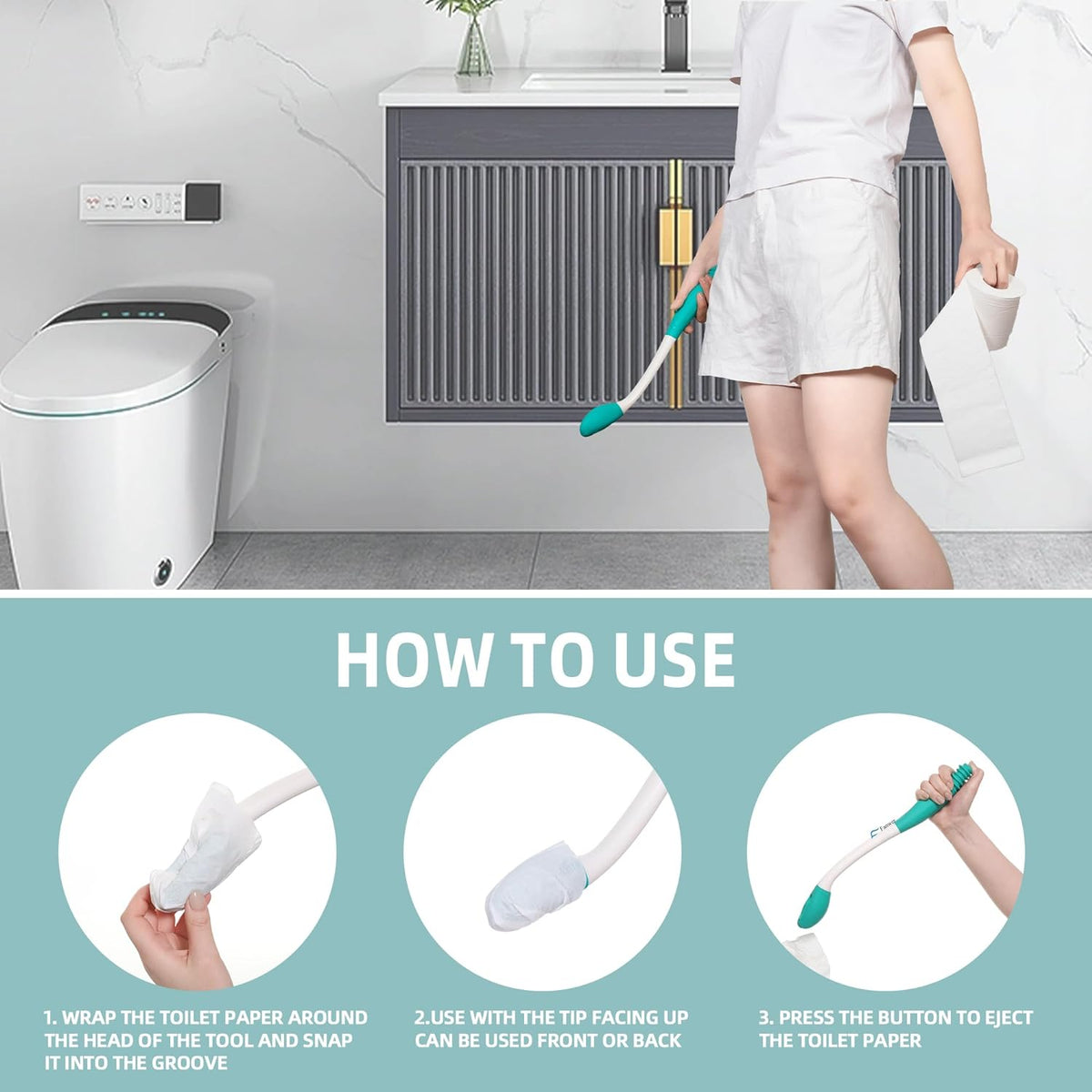2-Pack Long-Reach Toilet Aid for Personal Hygiene & Independence