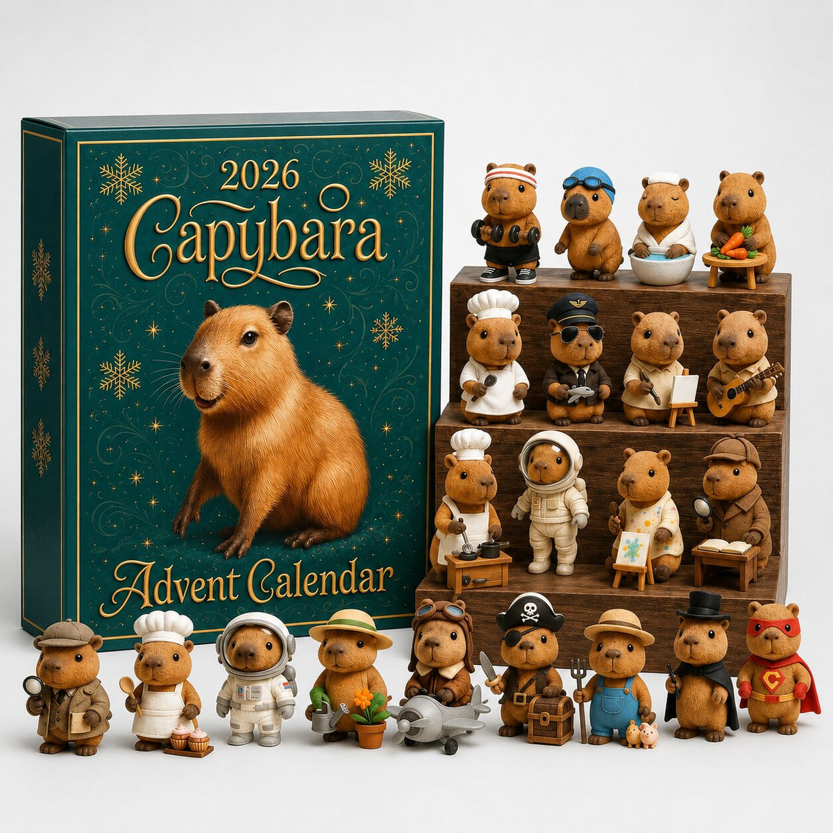 Calendrier de l'Avent 2026 sur le thème du capybara - Compte à rebours festif de 24 jours