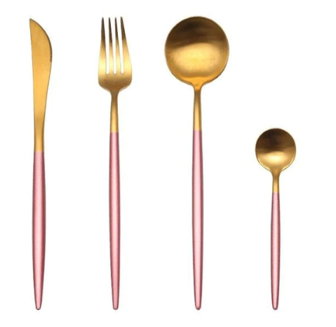 Set de couverts en acier inoxydable doré et argenté de 24 pièces